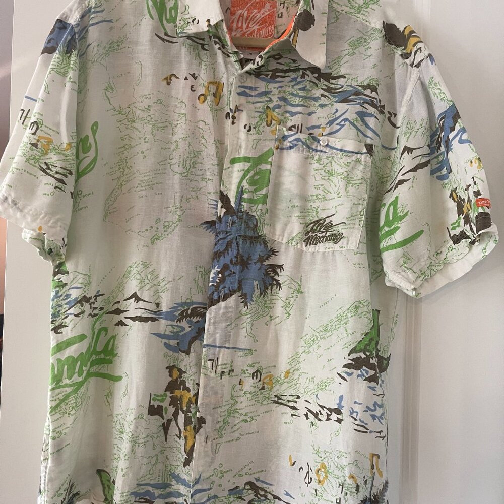 Live Mechanics Well Established Vintage Hawaiin Shirt: Size Large